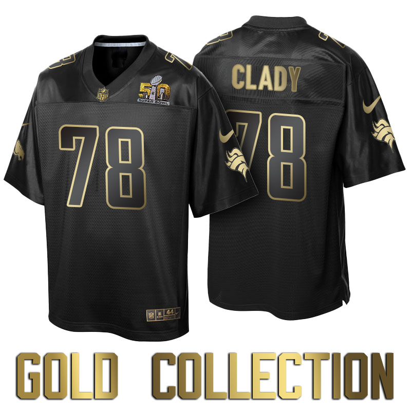 Denver Broncos #78 Ryan Clady Super Bowl 50th Black Gold Collection Jersey