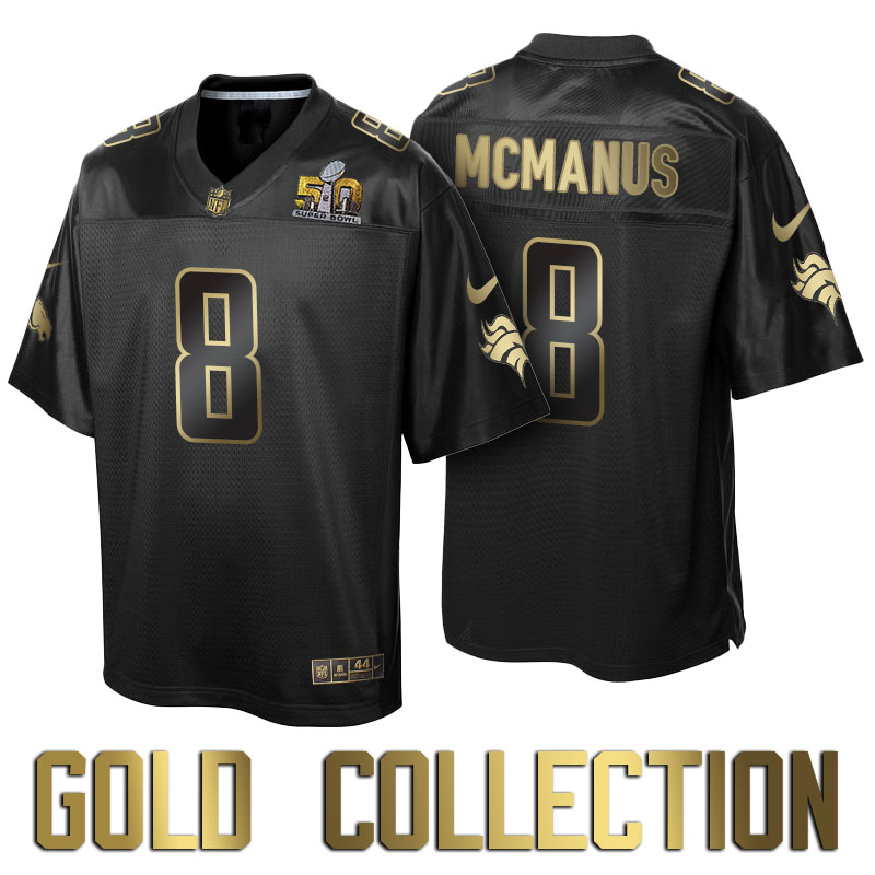 Denver Broncos #8 Brandon McManus Super Bowl 50th Black Gold Collection Jersey