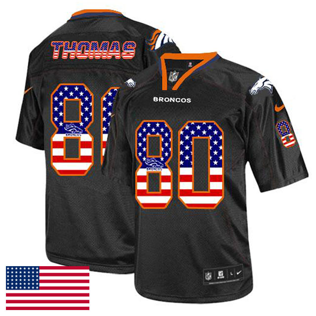 Denver Broncos #80 Julius Thomas Black USA Flag Fashion Jersey