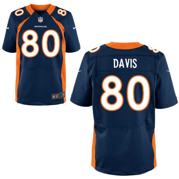 Denver Broncos #80 Vernon Davis Navy Blue Elite Jersey