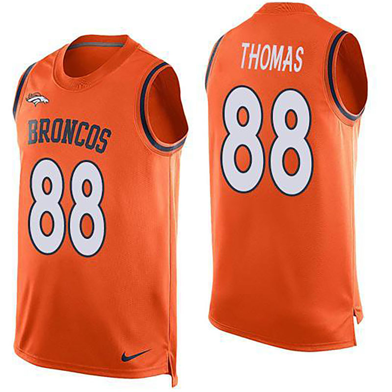 Broncos #88 Demaryius Thomas Orange Team Color Men NFL Limited Tank Top