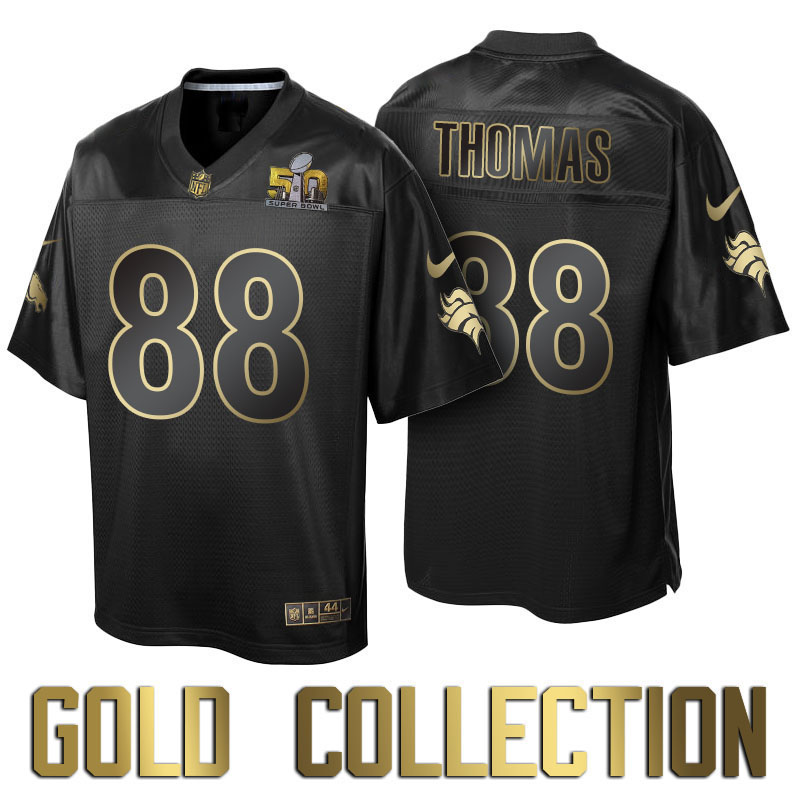 Denver Broncos #88 Demaryius Thomas Super Bowl 50th Black Gold Collection Jersey