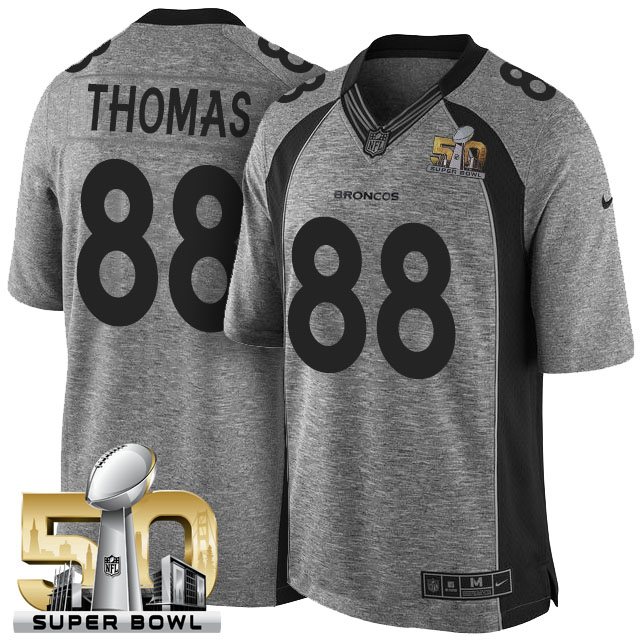 2016 Super Bowl 50th Denver Broncos #88 Demaryius Thomas Gridiron Gray Limited Jersey