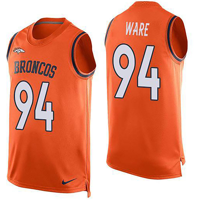 Broncos #94 DeMarcus Ware Orange Team Color Men NFL Limited Tank Top