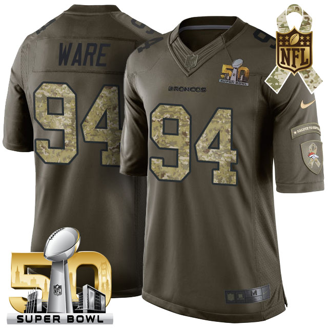 Super Bowl 50 Denver Broncos #94 DeMarcus Ware Green Salute To Service Limited Jersey