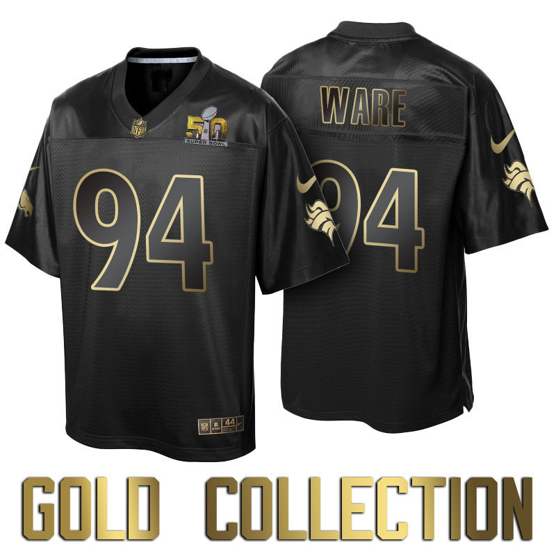 Denver Broncos #94 DeMarcus Ware Super Bowl 50th Black Gold Collection Jersey