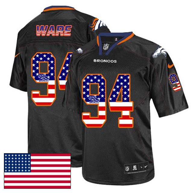 Denver Broncos #94 DeMarcus Ware Black USA Flag Fashion Jersey