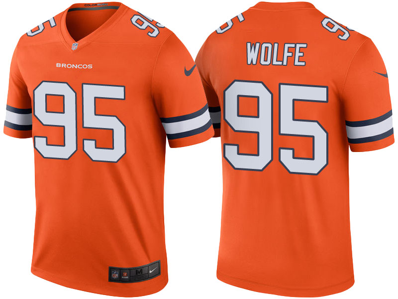 Denver Broncos #95 Derek Wolfe Orange Color Rush Legend Jersey