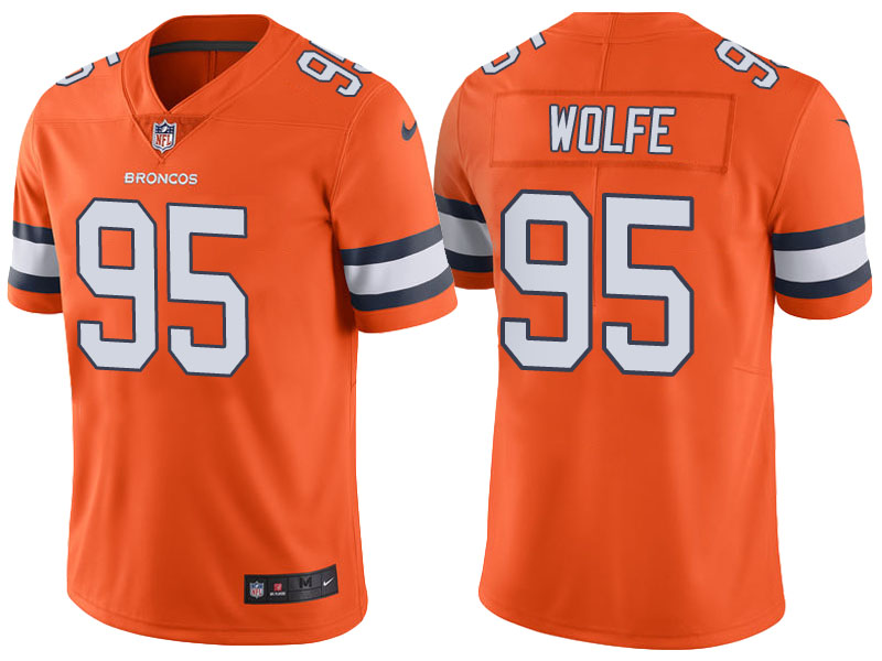 Denver Broncos #95 Derek Wolfe Orange Color Rush Limited Jersey