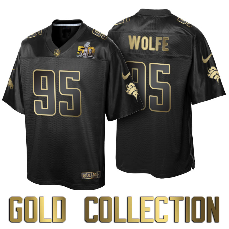 Denver Broncos #95 Derek Wolfe Super Bowl 50th Black Gold Collection Jersey