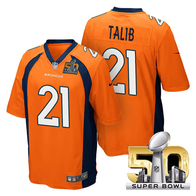 Youth Denver Broncos #21 Aqib Talib Orange 2016 Super Bowl 50 Game Jersey