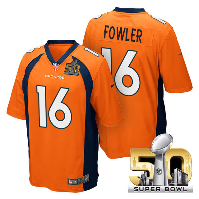 Youth Denver Broncos #16 Bennie Fowler Orange 2016 Super Bowl 50 Game Jersey