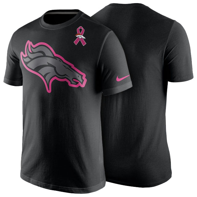 Denver Broncos Black Breast Cancer Awareness Team Travel Performance T-Shirt