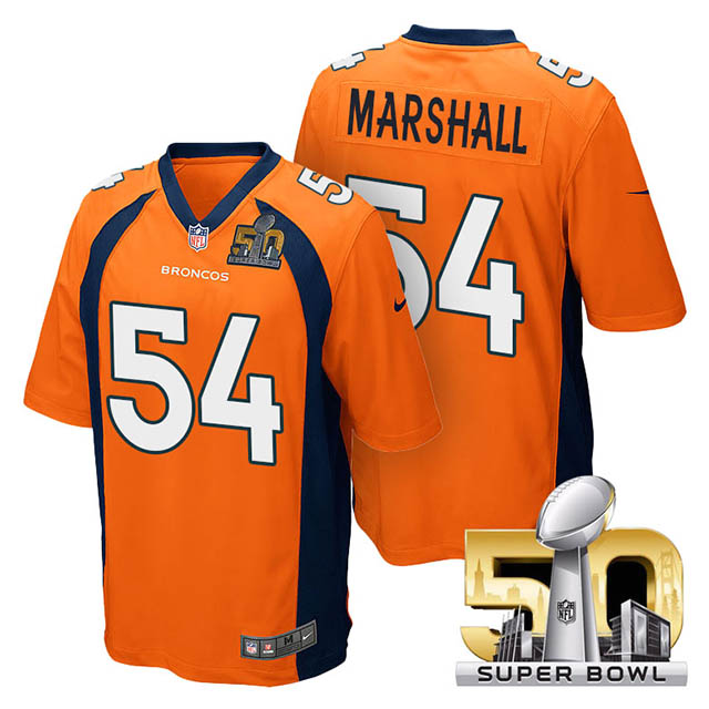 Youth Denver Broncos #54 Brandon Marshall Orange 2016 Super Bowl 50 Game Jersey