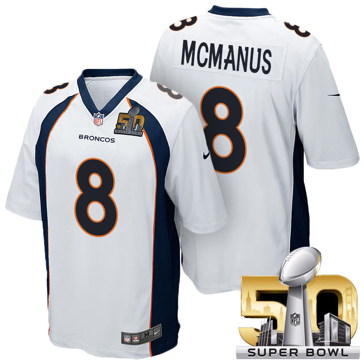 Denver Broncos #8 Brandon McManus White 2016 Super Bowl 50 Game Jersey