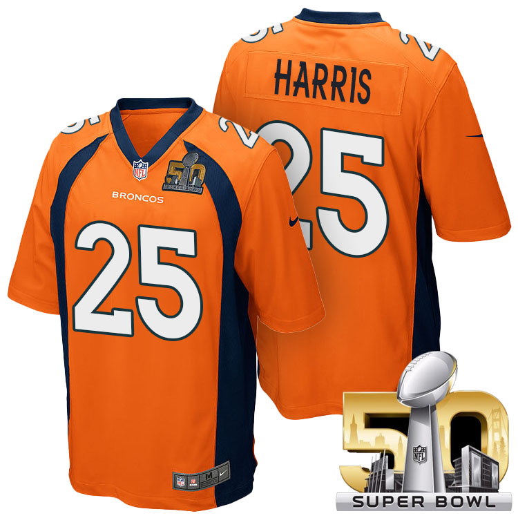 Denver Broncos #25 Chris Harris Orange 2016 Super Bowl 50 Game Jersey