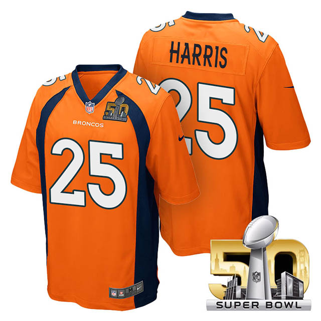 Youth Denver Broncos #25 Chris Harris Orange 2016 Super Bowl 50 Game Jersey