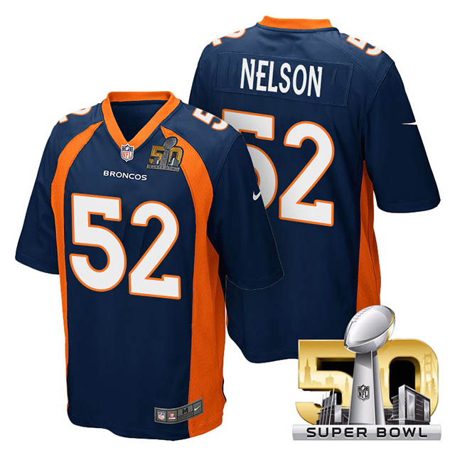 Youth Denver Broncos #52 Corey Nelson Navy Blue 2016 Super Bowl 50 Game Jersey