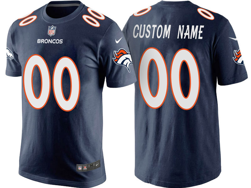 Denver Broncos Custom Navy Name & Number T-Shirt