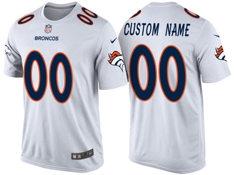 Denver Broncos Custom White Name & Number T-Shirt