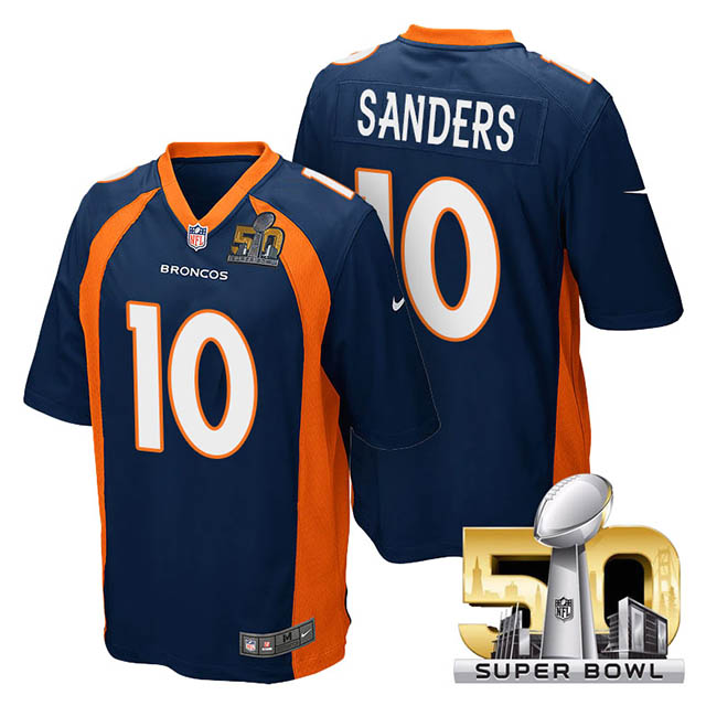 Youth Denver Broncos #10 Emmanuel Sanders Navy Blue 2016 Super Bowl 50 Game Jersey