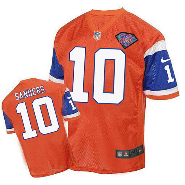 Denver Broncos #10 Emmanuel Sanders Orange 75th Patch Throwback Jersey