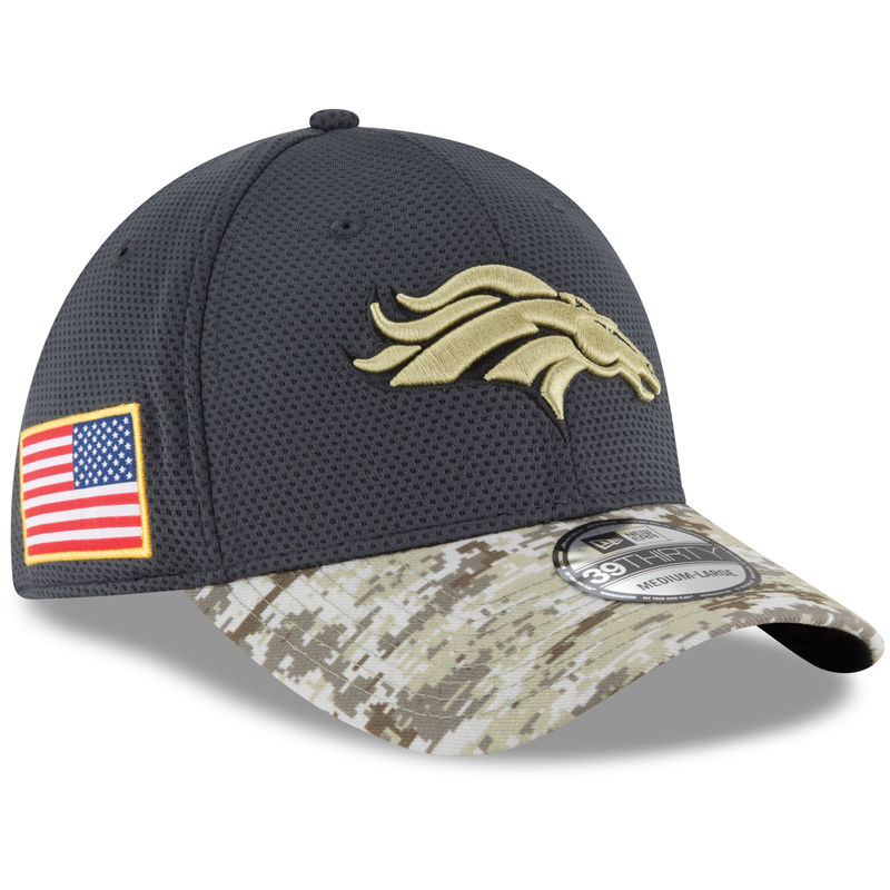 Denver Broncos Graphite New Era Camo 2016 Salute to Service 39THIRTY Flex Hat