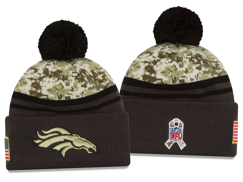 Denver Broncos Graphite New Era Camo Salute To Service Knit Hat For Veterans Day