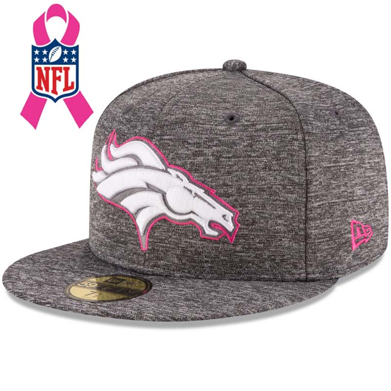 Denver Broncos Gray New Era Heather 2016 Breast Cancer Awareness Sideline 59FIFTY Fitted Hat