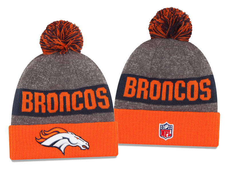 Denver Broncos Gray New Era 2016 Sideline Sport Pom Winter Knit Hat - Holiday Gift