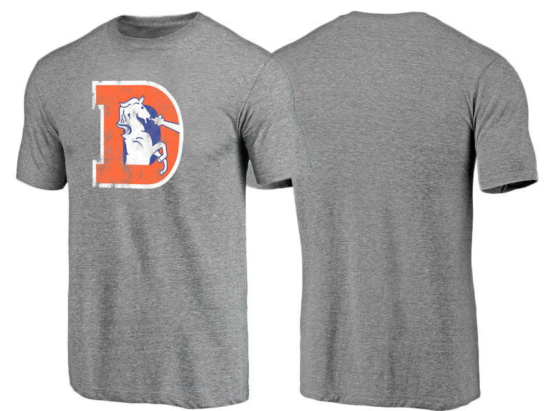 Denver Broncos Gray Throwback Logo Tri-Blend Short Sleeve T-Shirt