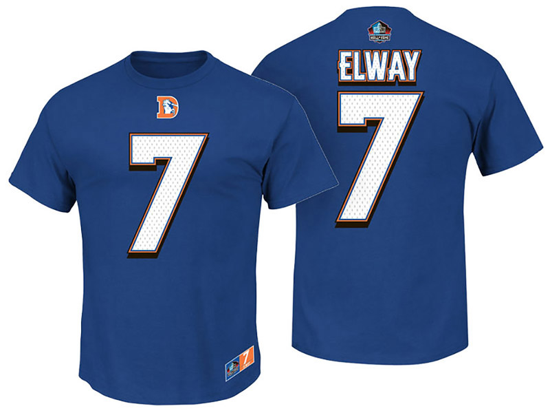 Denver Broncos #7 John Elway Royal Blue Hall of Fame Eligible Receiver II Name & Number T-Shirt