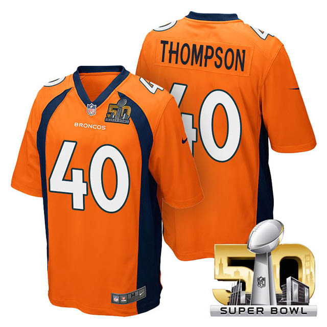 Youth Denver Broncos #40 Juwan Thompson Orange 2016 Super Bowl 50 Game Jersey