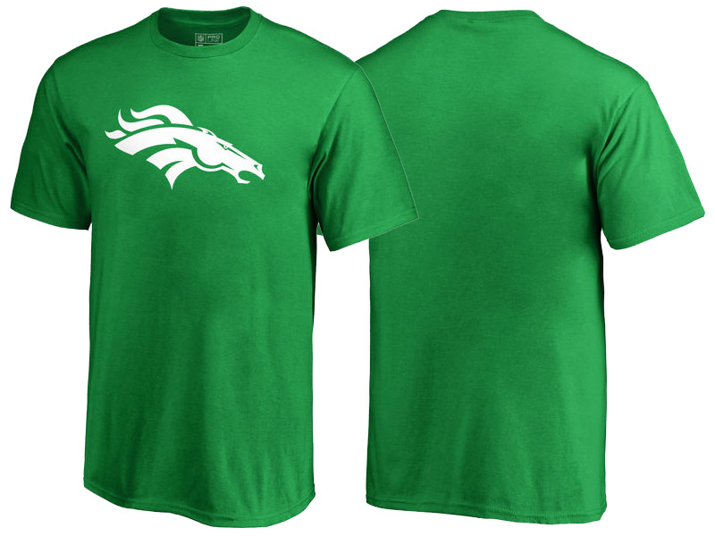 Denver Broncos Kelly Green White Logo St. Patrick's Day T-Shirt