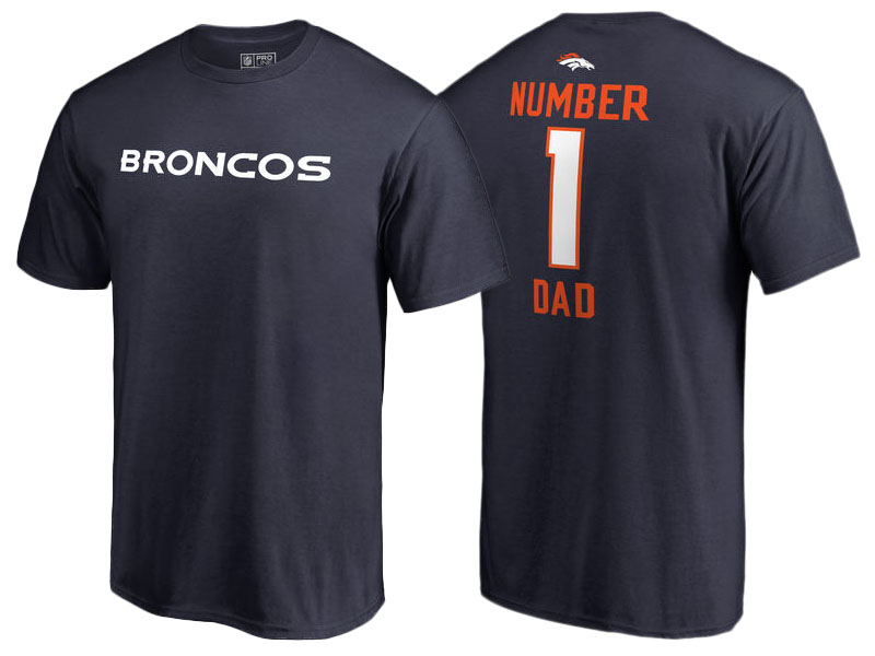 Men's Denver Broncos Navy Father's Day Number 1 Dad T-Shirt