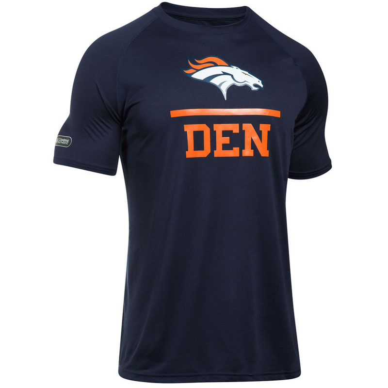 Denver Broncos Navy Under Armour Combine Authentic Lockup Tech T-Shirt