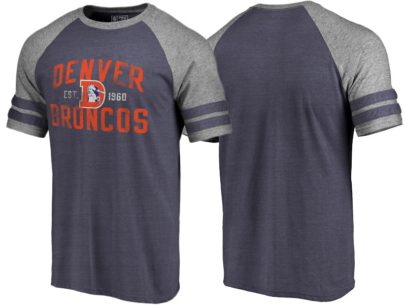 Denver Broncos Navy Refresh Tenacity Retro Raglan Tri-Blend T-Shirt