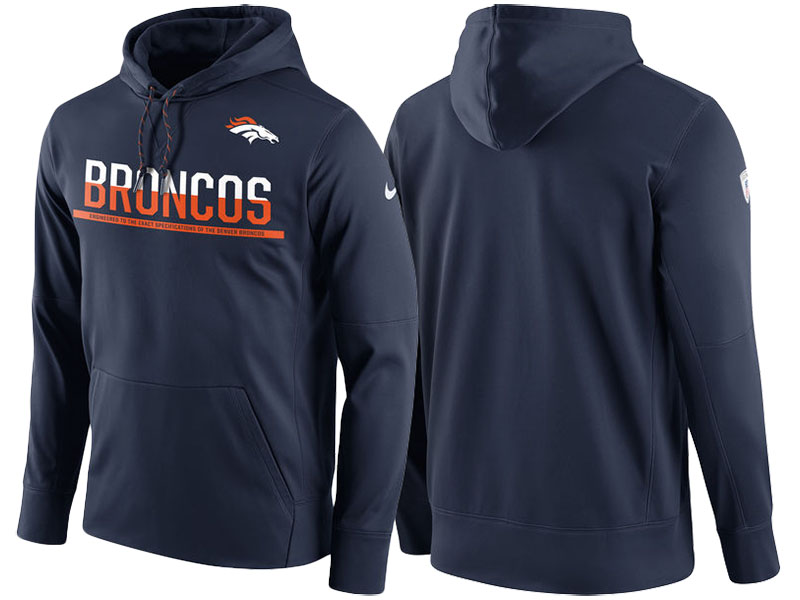 Denver Broncos Navy Circuit Thermafit Sideline Winter Pullover Performance Hoodie