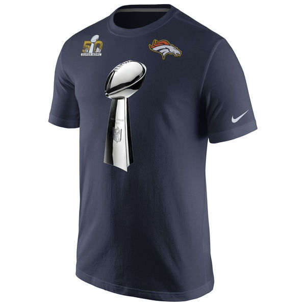 Denver Broncos Navy Super Bowl 50 Champions Celebration Open T-Shirt