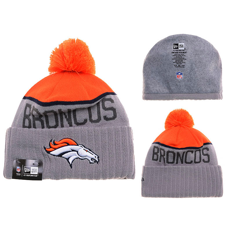 Men's Denver Broncos New Era Gray Sport Knit Hat With Pom