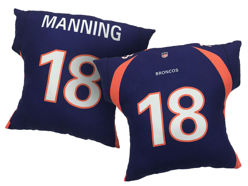 Denver Broncos #18 Peyton Manning Navy Blue 2016 Chrismas Day Name & Number Pillow