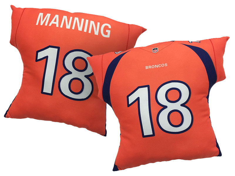 Denver Broncos #18 Peyton Manning Orange 2016 Chrismas Day Name & Number Pillow