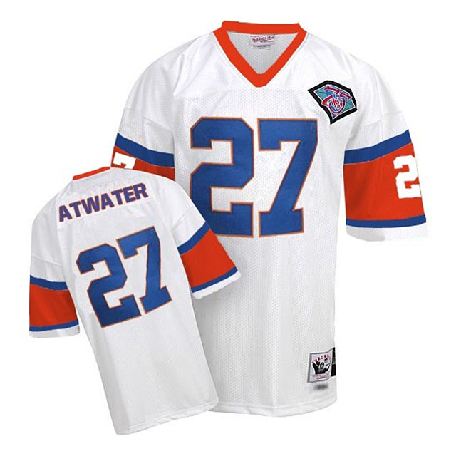 Denver Broncos #27 Steve Atwater White 75th Patch Throwback Jersey