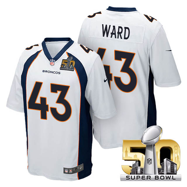 Youth Denver Broncos #43 T.J. Ward White 2016 Super Bowl 50 Game Jersey