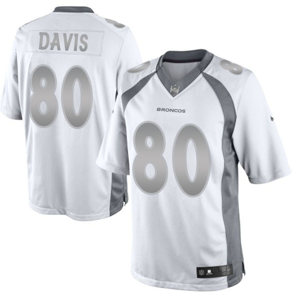 Denver Broncos #80 Vernon Davis White Platinum Limited Jersey