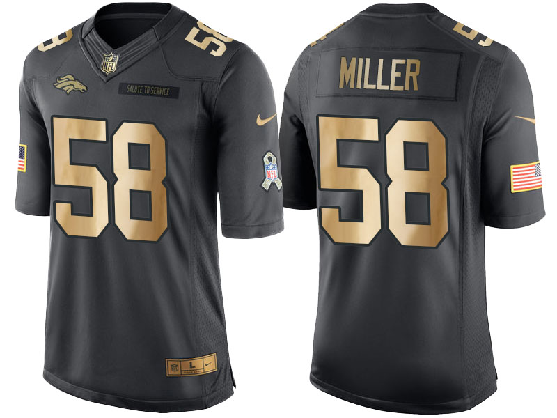 2016 Christmas Day Broncos #58 Von Miller Anthracite Gold Salute to Service Jersey