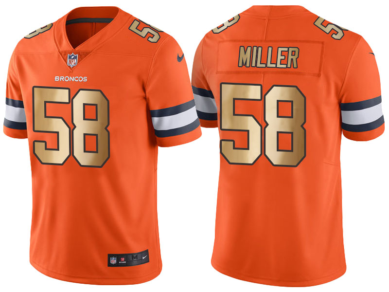 Denver Broncos #58 Von Miller Orange Gold Special Color Rush Jersey