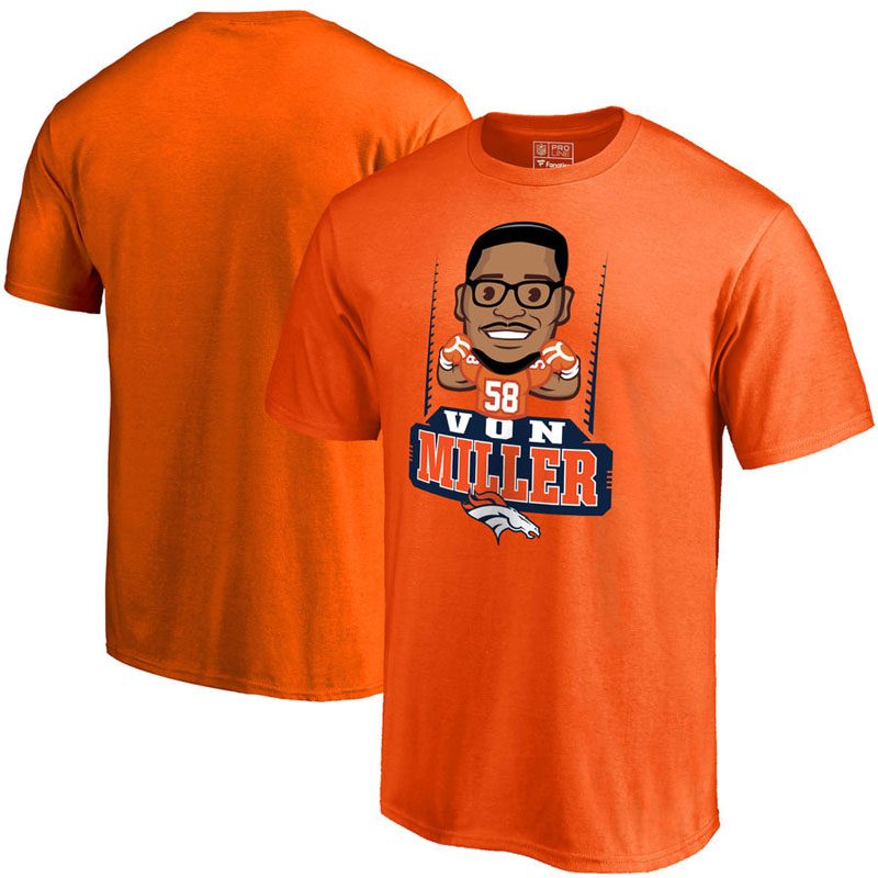 Denver Broncos Von Miller Orange Pro Line Emoji Player T-Shirt