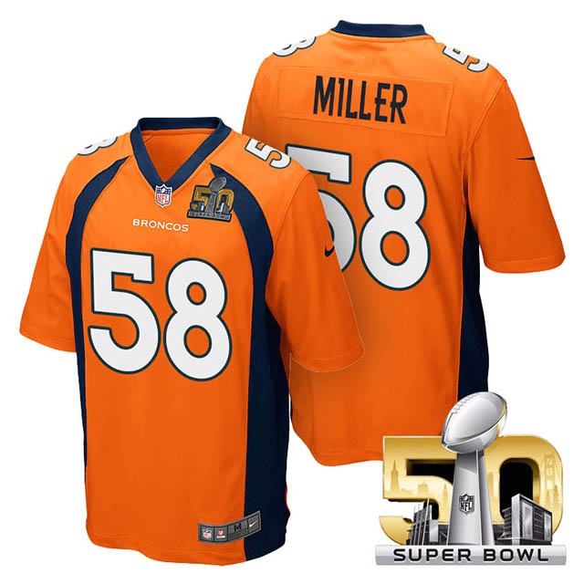 Youth Denver Broncos #58 Von Miller Orange 2016 Super Bowl 50 Game Jersey