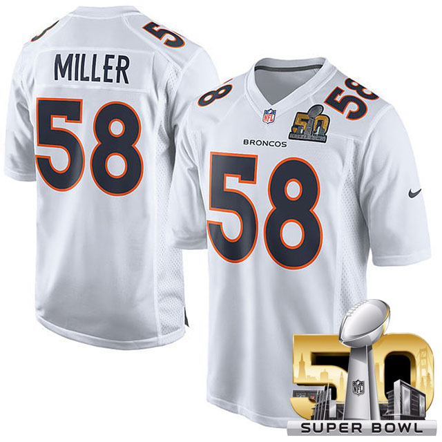 Denver Broncos #58 Von Miller White Super Bowl 50 Game Event Jersey